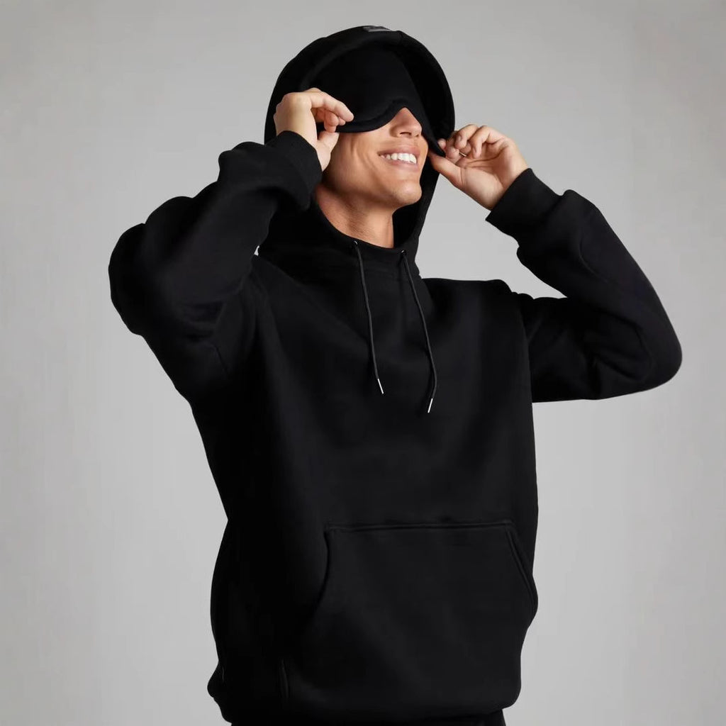 Colorful Couple Hoodie with Drawstring Eye Mask for Travel and Comfort