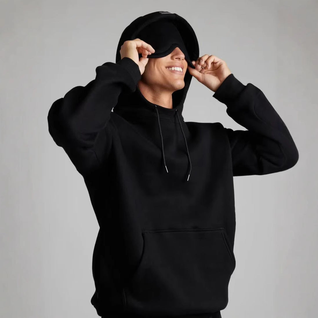 Colorful Couple Hoodie with Drawstring Eye Mask for Travel and Comfort